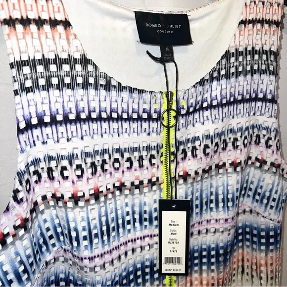 Romeo + Juliet Neon Multi Ombre Perforated Zip-Up Sleeveless A-Line Sheath Dress - Picture 5 of 11